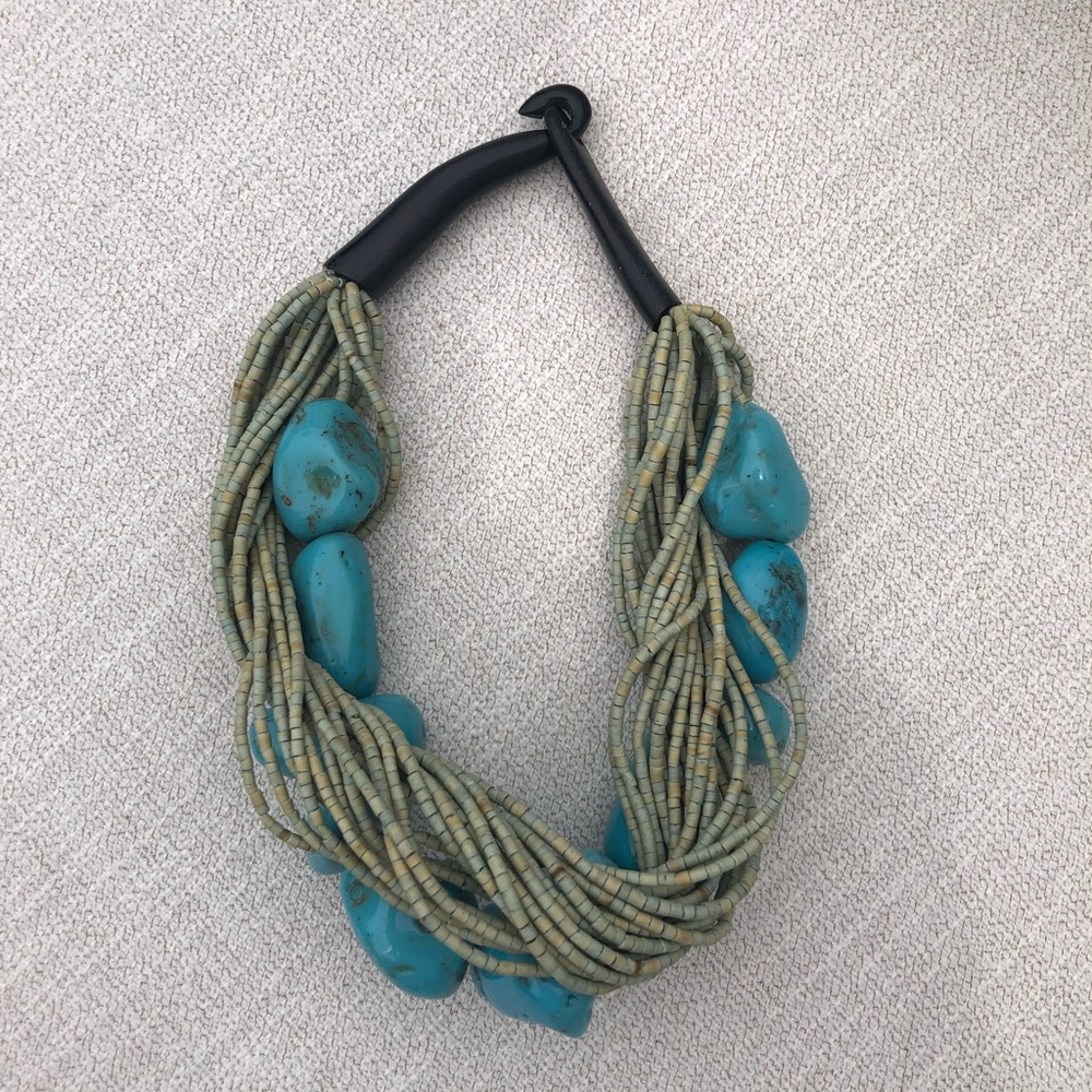 Turquoise Bead Multi-Strand Statement Necklace - Picture 1 of 1